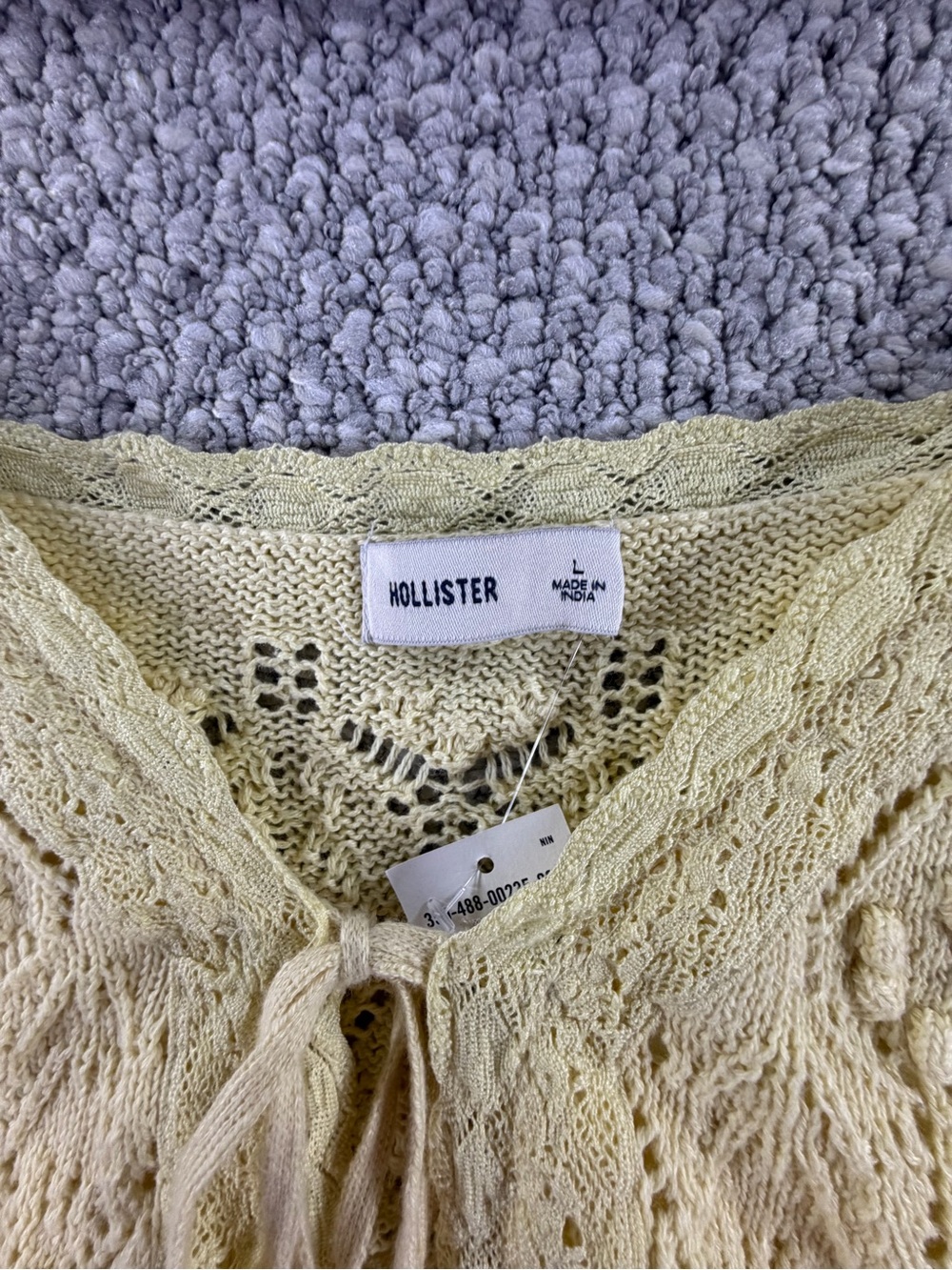 Hollister Yellow Crochet Tie-Front Cami 100% Cotton Y2K Cottagecore Crochet SZ L - Picture 8 of 9